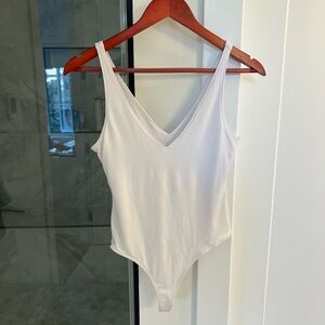 White V-Neck Open Edit Bodysuit